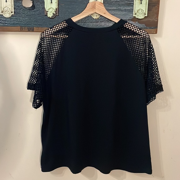 2/$18 Shein Black Fish Net Raglan Sleeve T-shirt Size 1XL - Picture 8 of 11